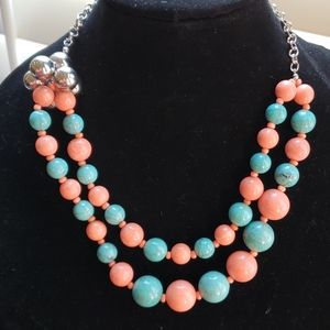 🛍 Aqua and coral necklace
